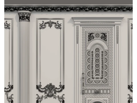 Classic Interior Wall with Ornamental Molding 6 3D Model