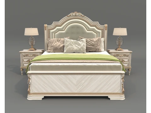 Royal Classic Carved King Bed Set 7 3D Model