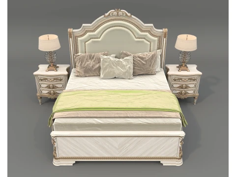 Royal Classic Carved King Bed Set 7 3D Model