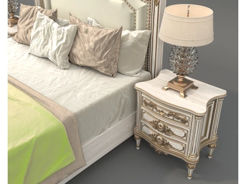 Royal Classic Carved King Bed Set 7 3D Model