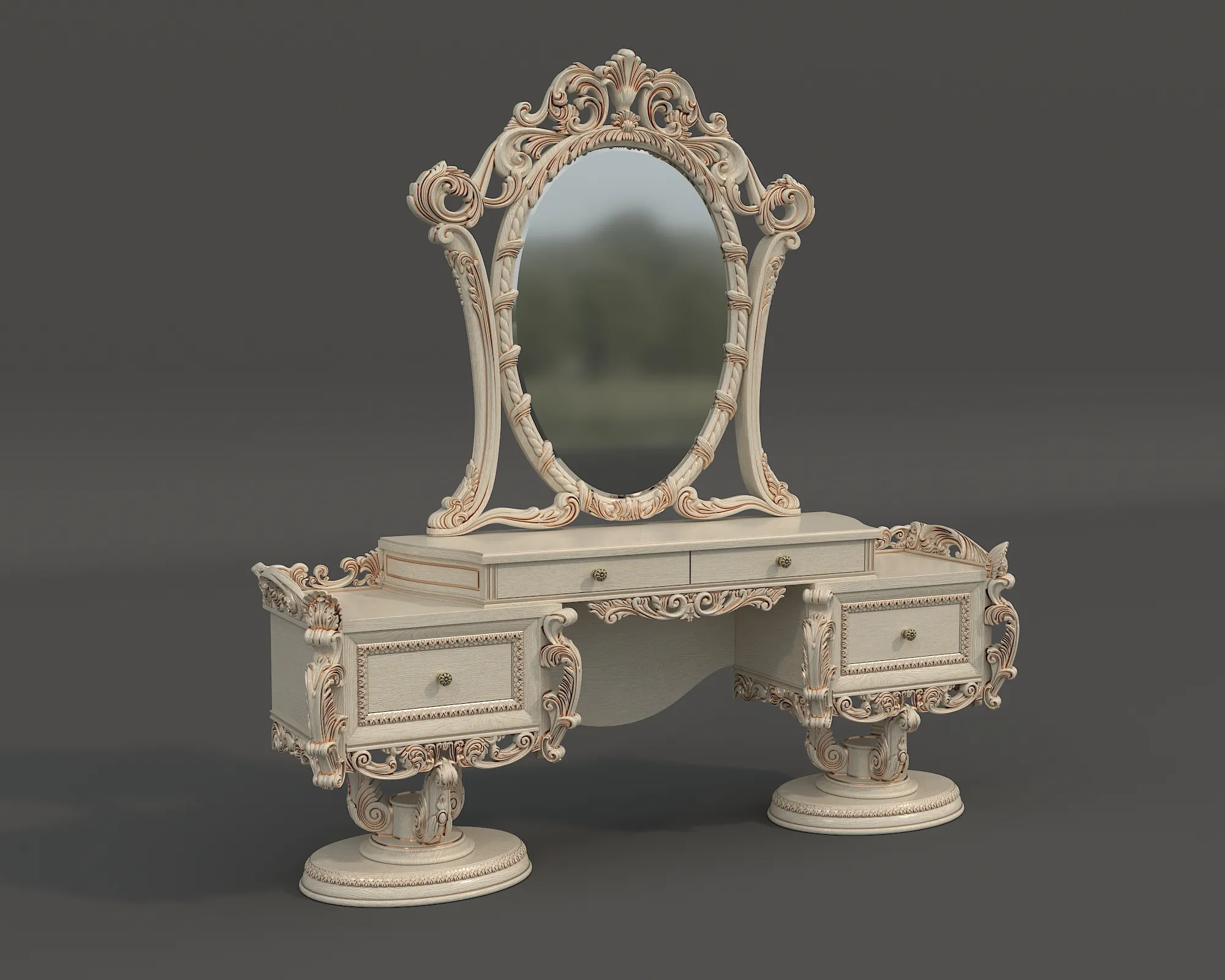 Classic Royal Baroque Vanity Set 5 3D Model .c4d .max .obj .3ds .fbx .stl .blend 