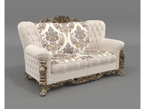Classic Rococo Tufted Sofa and Armchair Set 3D Model