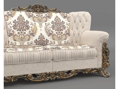 Classic Rococo Tufted Sofa and Armchair Set 3D Model