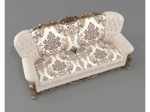 Classic Rococo Tufted Sofa and Armchair Set 3D Model