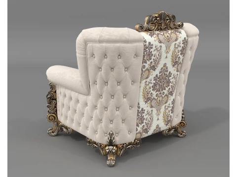 Classic Rococo Tufted Sofa and Armchair Set 3D Model