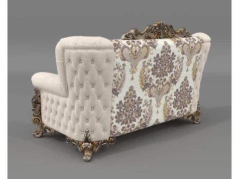 Classic Rococo Tufted Sofa and Armchair Set 3D Model