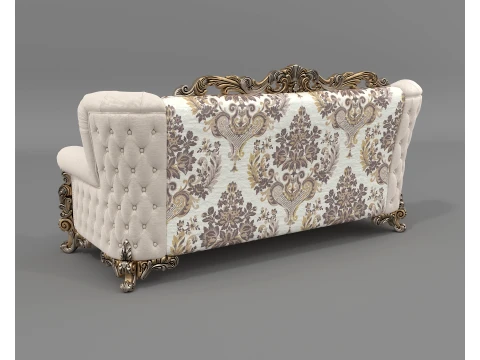 Classic Rococo Tufted Sofa and Armchair Set 3D Model