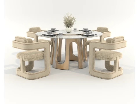 Sophisticated Modern Dining set 5 3D Model