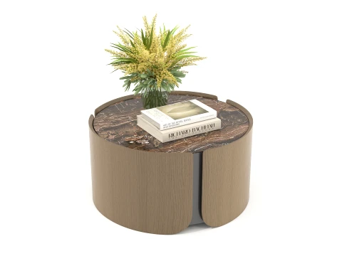 Contemporary Accent Chair and Round Side Table Set 3D Model