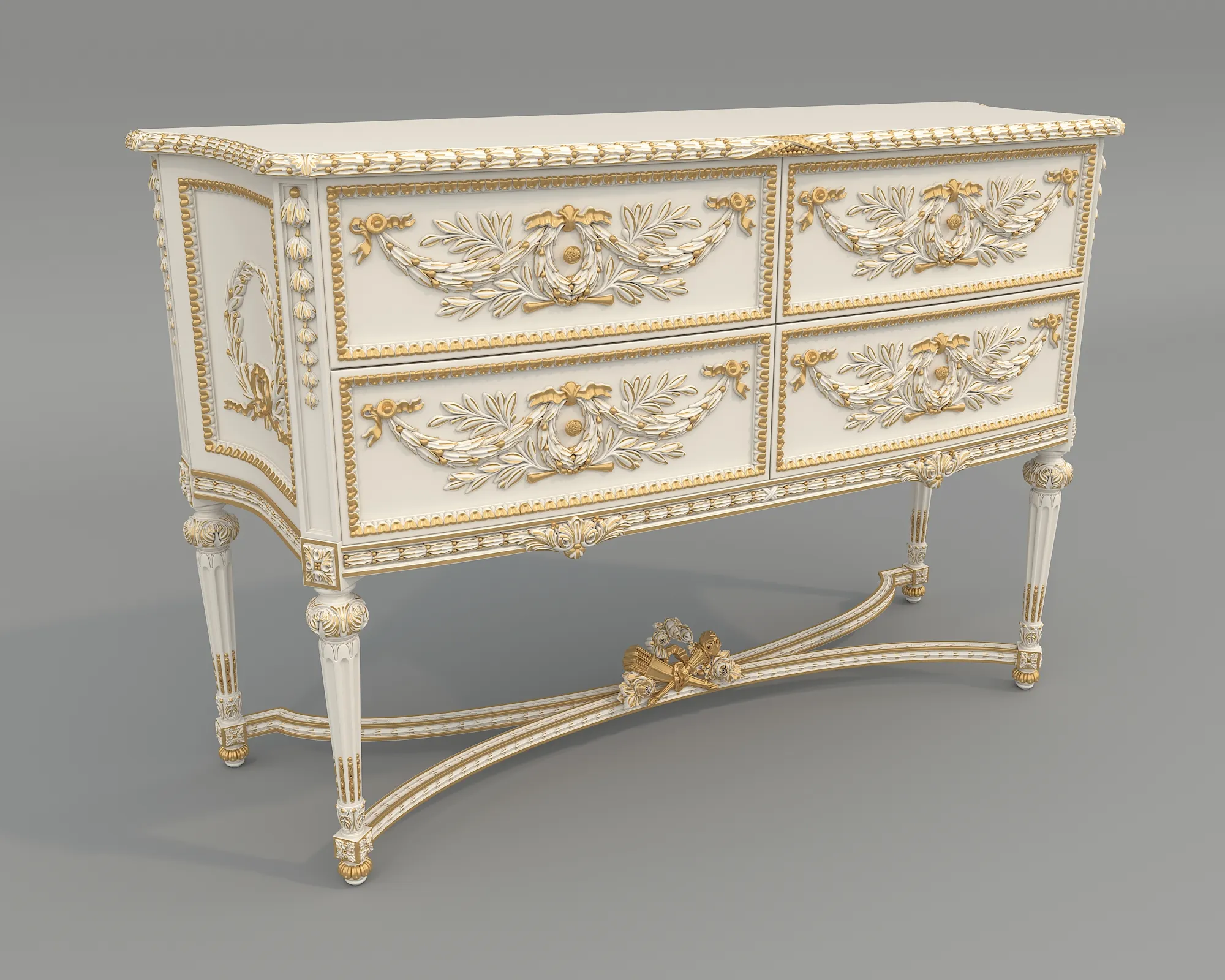 Classic Royal Sideboard 3 3D Model .c4d .max .obj .3ds .fbx .stl .blend 