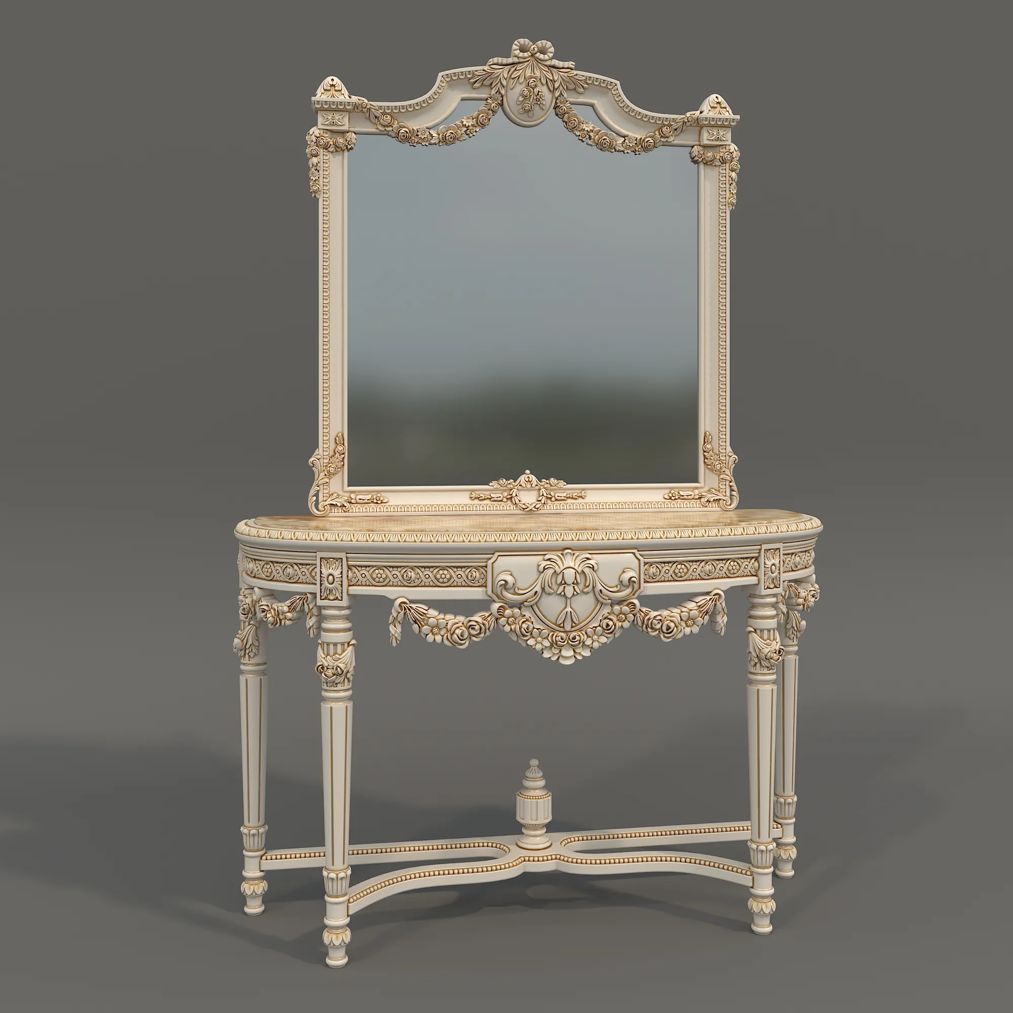 Classic European Style Console Table 23 3D Model .c4d .max .obj .3ds .fbx .stl .blend