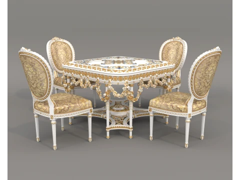 French Rococo Luxury Dining Set 2 Modèle 3D