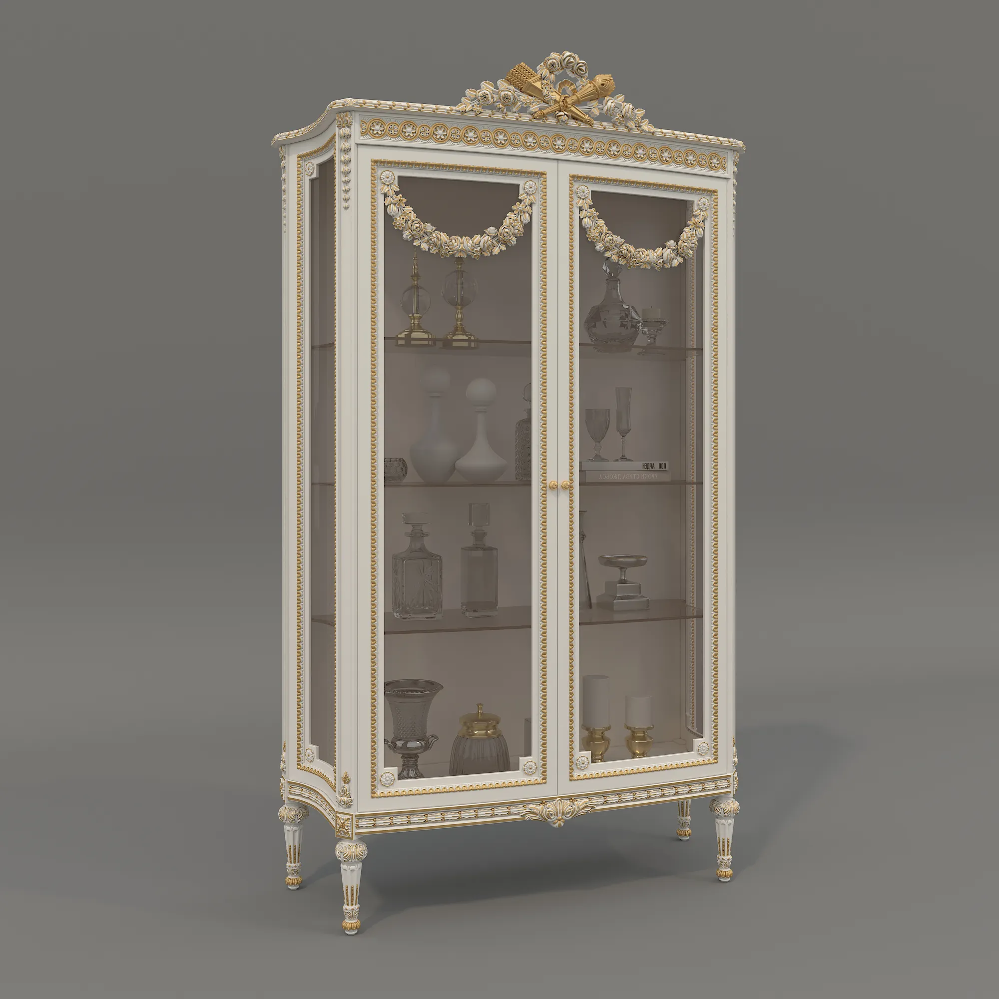 Luxury Classic Glass Showcase Cabinet 3D Model .c4d .max .obj .3ds .fbx .stl .blend 