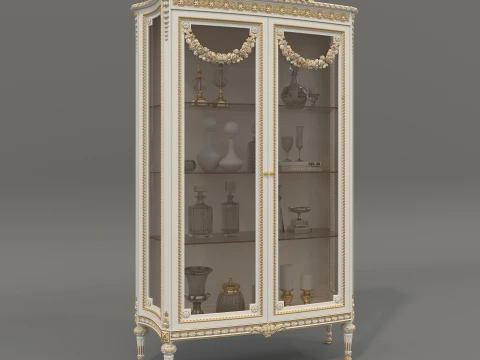 Luxury Classic Glass Showcase Cabinet Model 3D