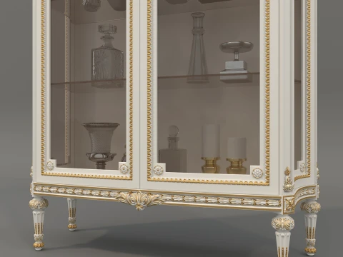 Luxury Classic Glass Showcase Cabinet 3D Model