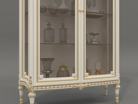 Luxury Classic Glass Showcase Cabinet 3D Model