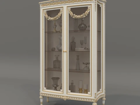 Luxury Classic Glass Showcase Cabinet 3D Model