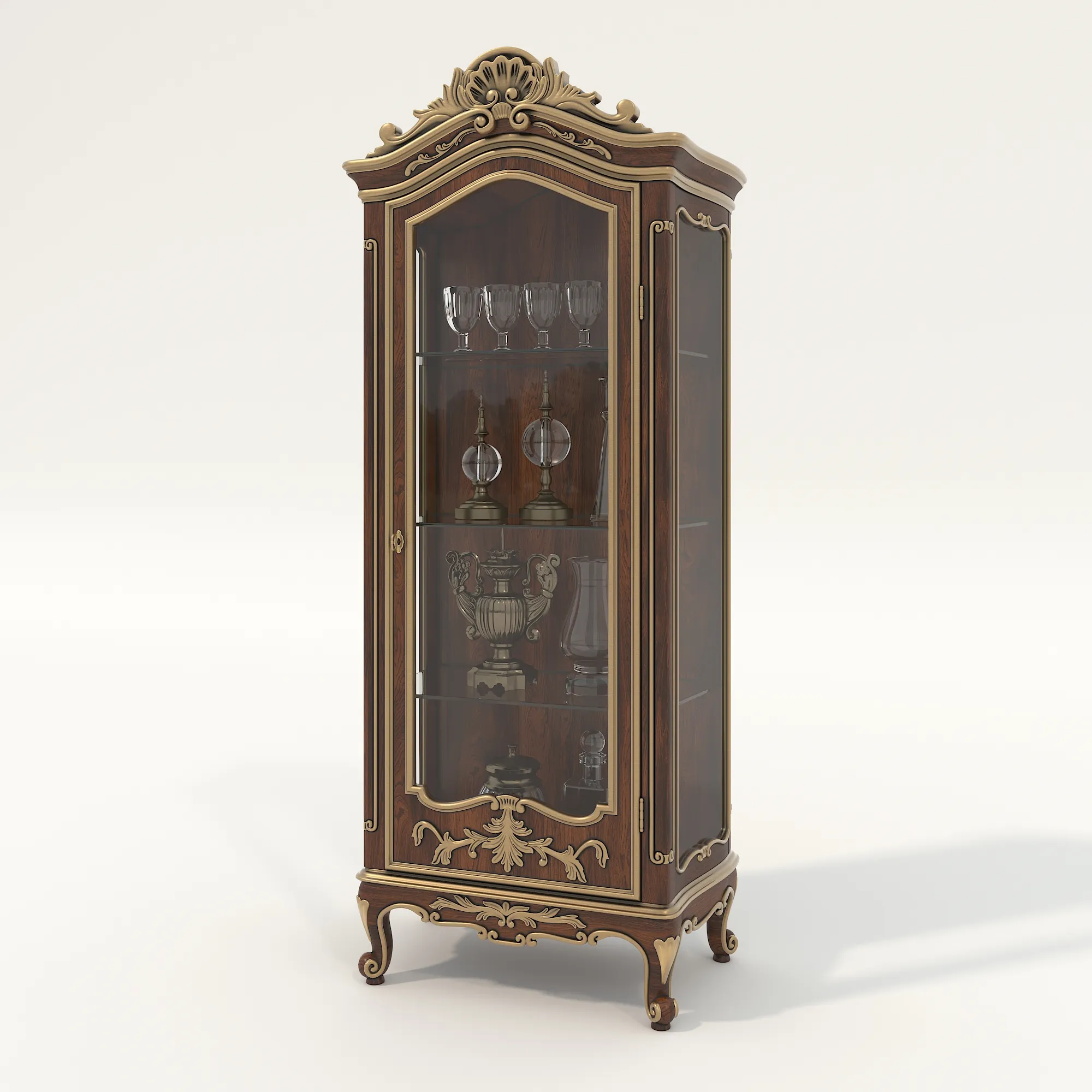 Luxury Classic Glass Showcase Cabinet 2 3D Model .c4d .max .obj .3ds .fbx .stl .blend 