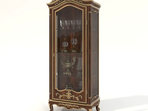 Luxury Classic Glass Showcase Cabinet 2 3D Model