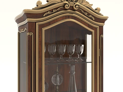 Luxury Classic Glass Showcase Cabinet 2 3D Model
