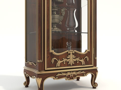 Luxury Classic Glass Showcase Cabinet 2 3D Model