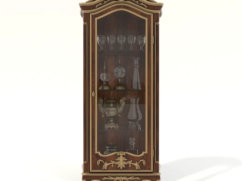 Luxury Classic Glass Showcase Cabinet 2 3D Model