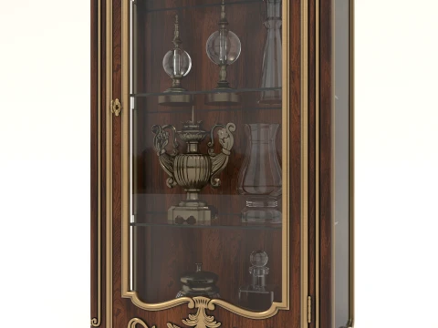 Luxury Classic Glass Showcase Cabinet 2 3D Model
