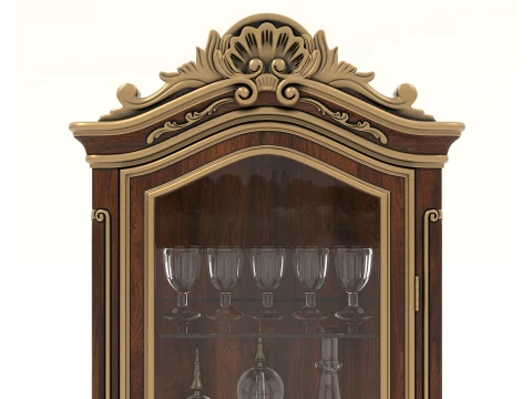 Luxury Classic Glass Showcase Cabinet 2 3D Model