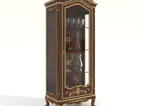 Luxury Classic Glass Showcase Cabinet 2 3D Model