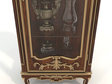 Luxury Classic Glass Showcase Cabinet 2 3D Model