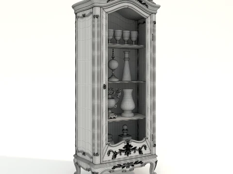Luxury Classic Glass Showcase Cabinet 2 3D Model