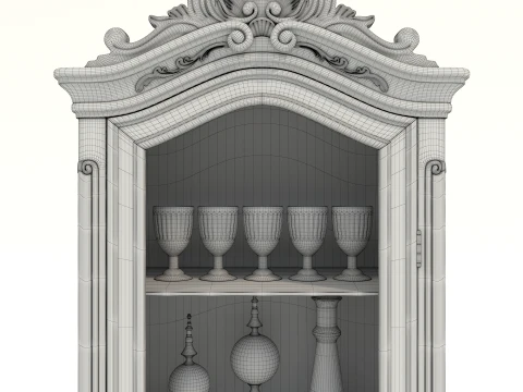 Luxury Classic Glass Showcase Cabinet 2 3D Model