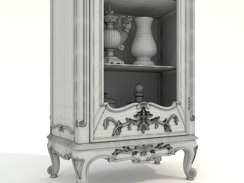 Luxury Classic Glass Showcase Cabinet 2 3D Model