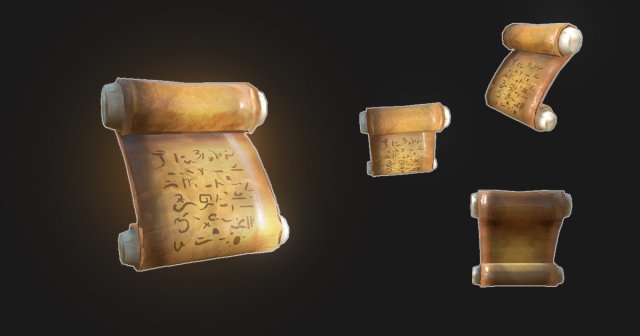 ancient scroll - lowpoly 3D Model .c4d .max .obj .3ds .fbx .stl .blend 