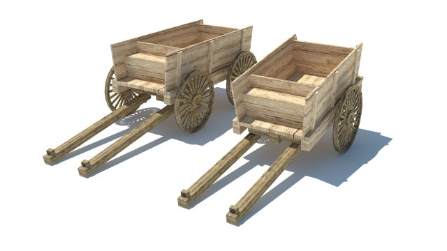 old cart - wagon 3D Model .c4d .max .obj .3ds .fbx .stl .blend 