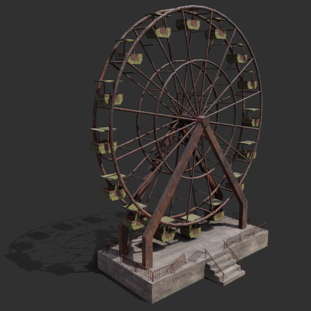 abandoned ferris wheel pbr 3D 모델 .c4d .max .obj .3ds .fbx .stl .blend 