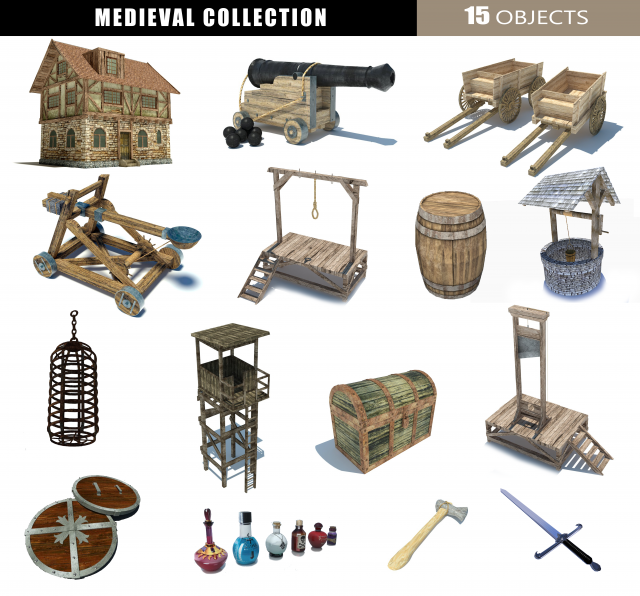 medieval collection 3D-Modell .c4d .max .obj .3ds .fbx .stl .blend 