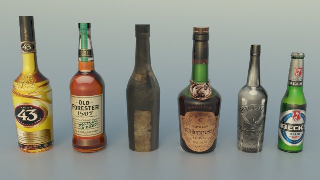 pack bottles 2 3Dモデル .c4d .max .obj .3ds .fbx .stl .blend 
