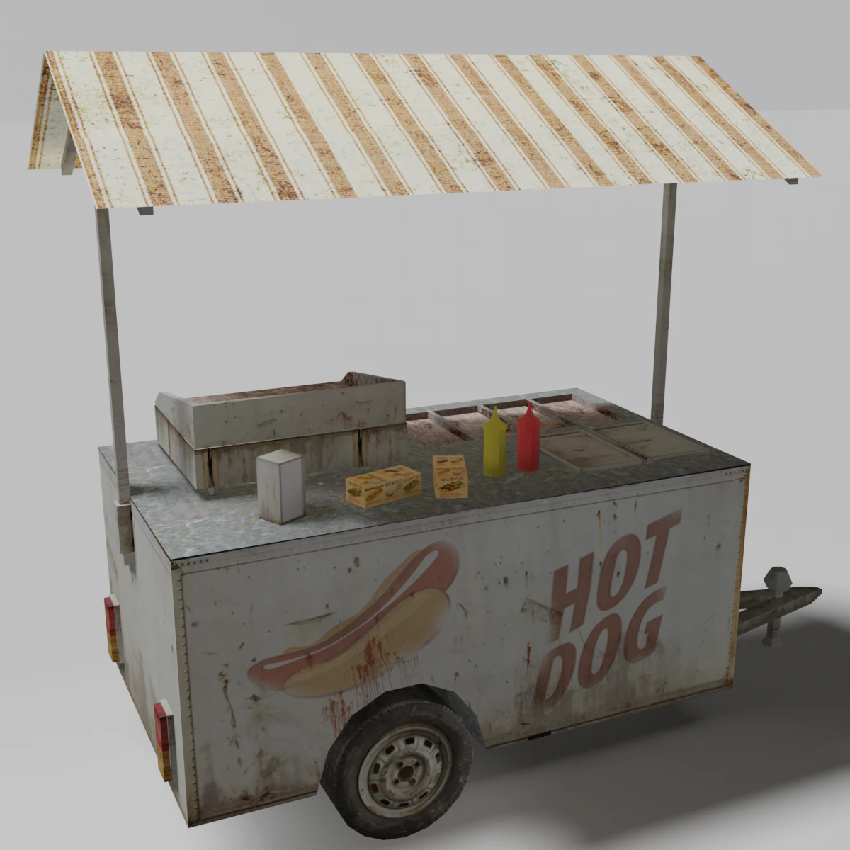 food cart 3D Model .c4d .max .obj .3ds .fbx .stl .blend 