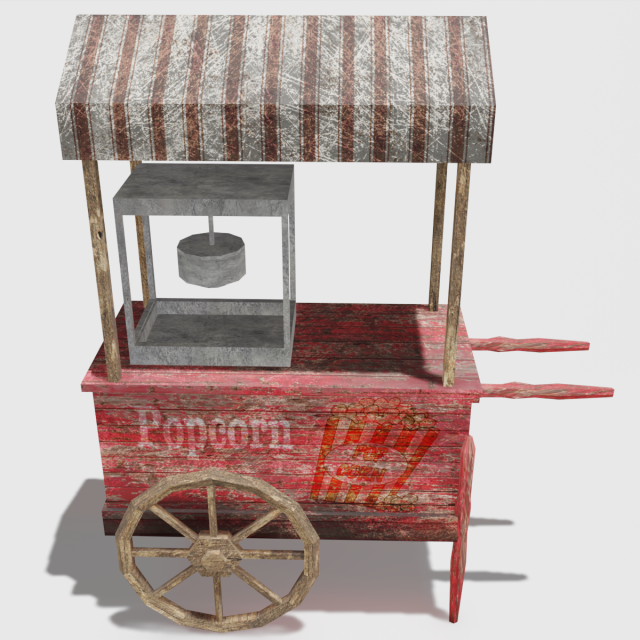 old popcorn cart Model 3D .c4d .max .obj .3ds .fbx .stl .blend 