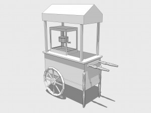 old popcorn cart Model 3D