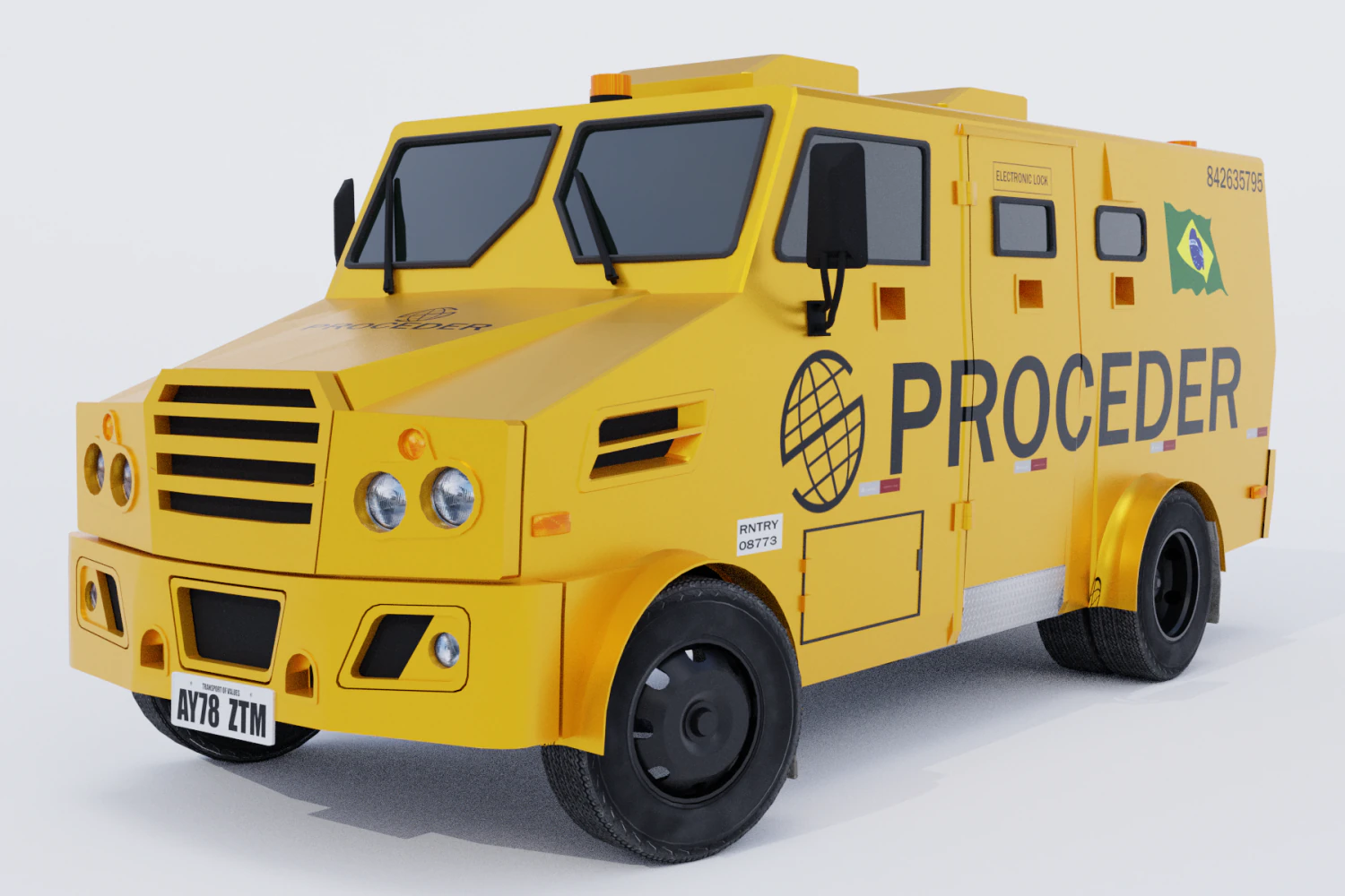 bank armored car 3D Model .c4d .max .obj .3ds .fbx .stl .blend 