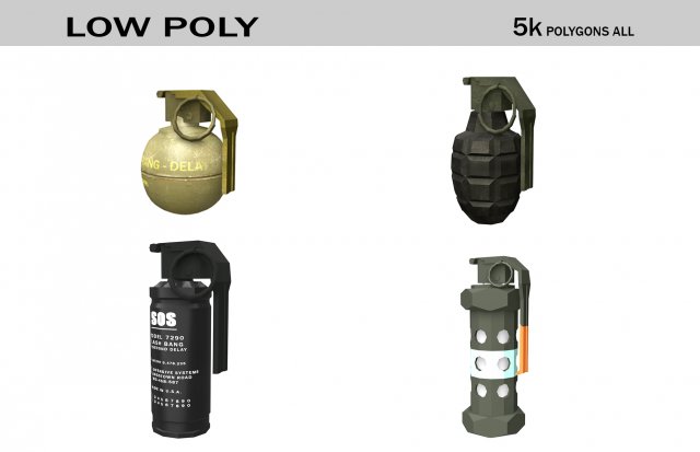 grenade pack 3D Model .c4d .max .obj .3ds .fbx .stl .blend 