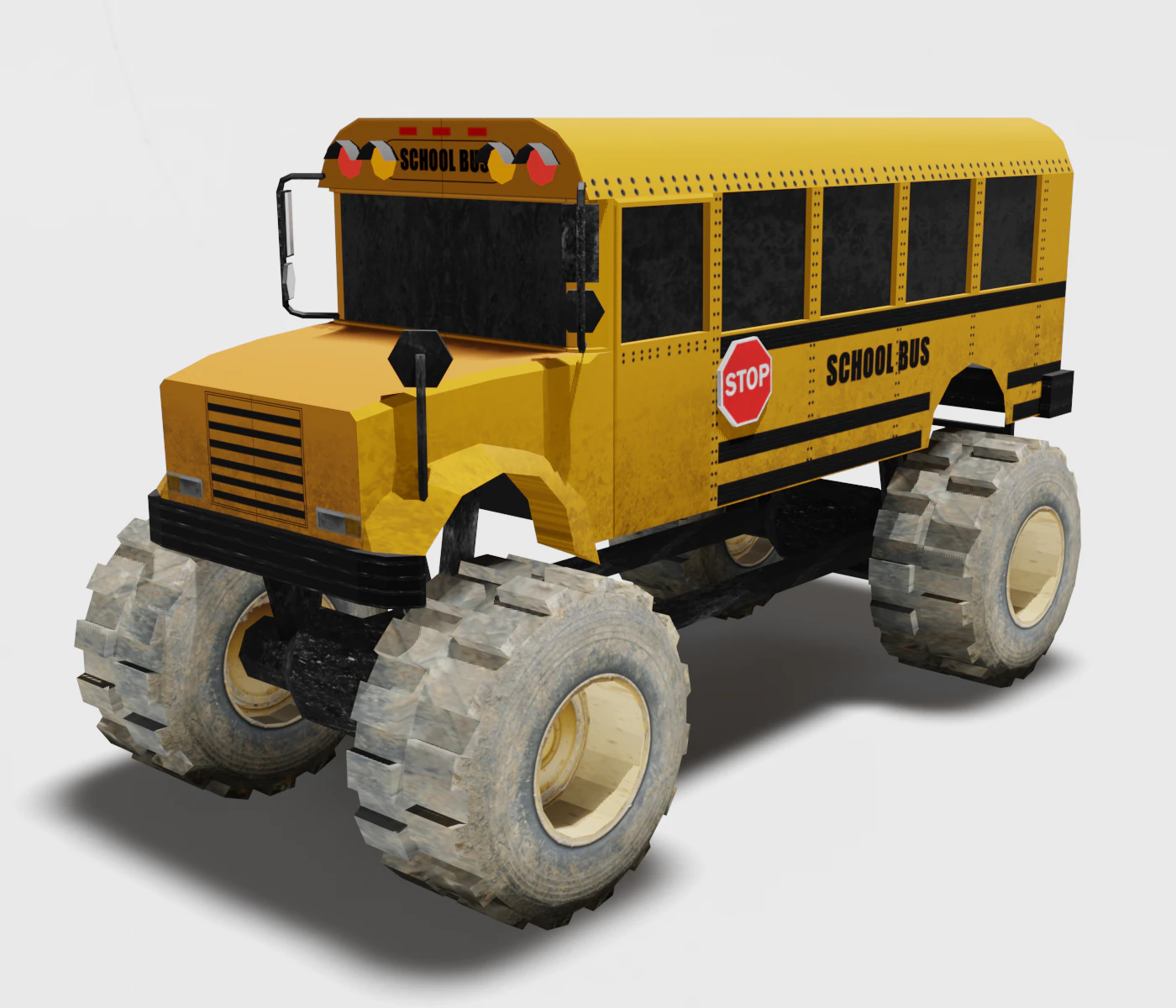 school bus monster truck 3D Model .c4d .max .obj .3ds .fbx .stl .blend