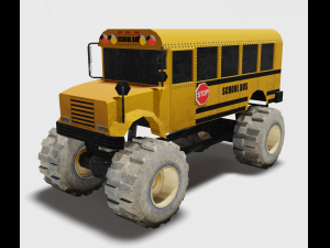 school bus monster truck 3D Model