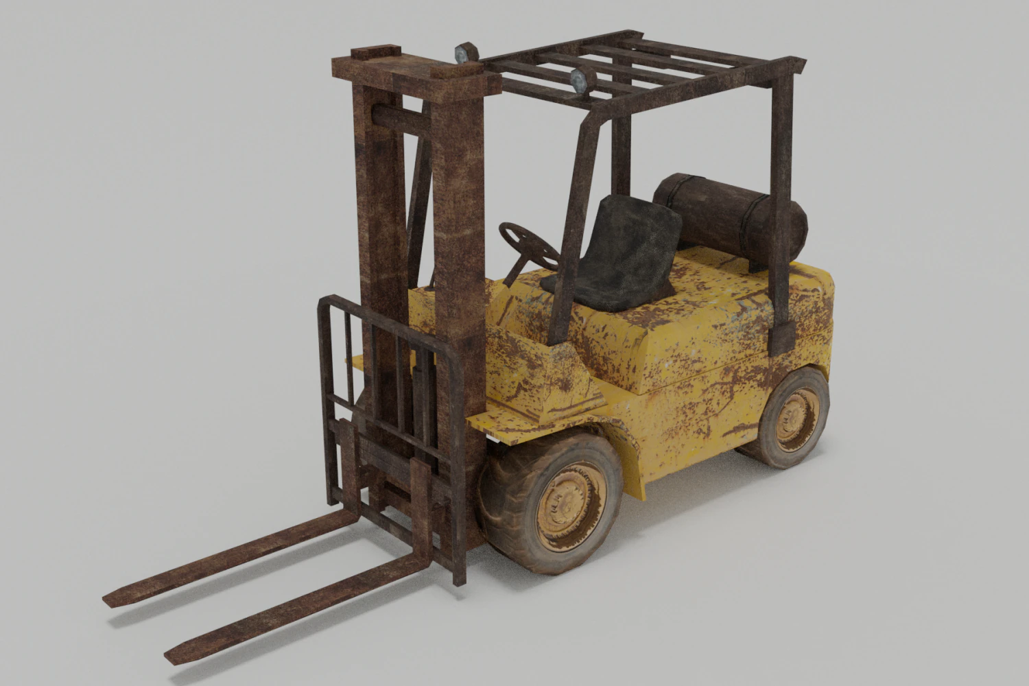 old forklift 3D Model .c4d .max .obj .3ds .fbx .stl .blend 
