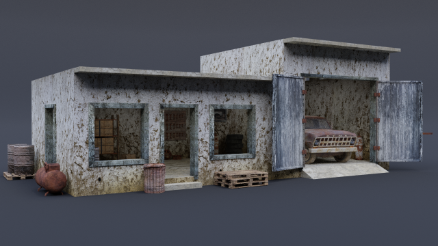 old garage 3D Model .c4d .max .obj .3ds .fbx .stl .blend 