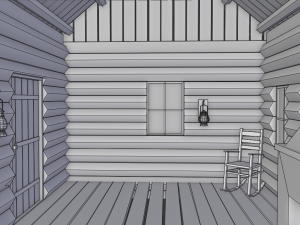 wooden hut with interior 3D Model