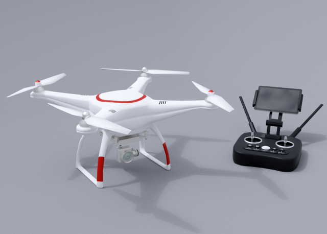 white drone with remote control 3D Модель .c4d .max .obj .3ds .fbx .stl .blend 