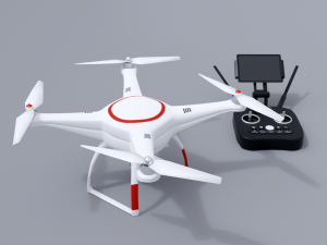 white drone with remote control 3D Модель